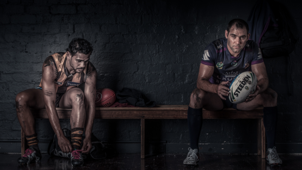 Football and NRL low light shoot using a large softbox