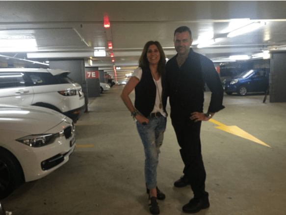 Gina Milicia and Peter Foote selfie in a carpark