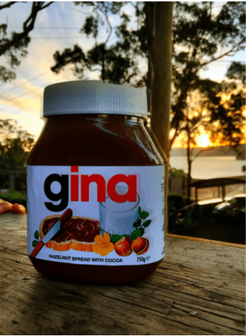 Ginas jar of Nutella shot at sunset