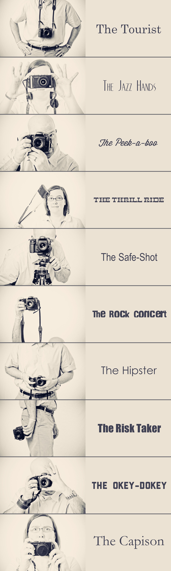 Info graphic detailing the different ways people hold cameras