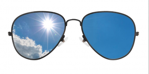 Sunglasses reflecting the sun