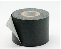 a roll of black gaffer tape on a white background