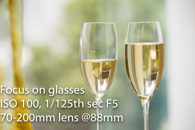 Champagne glasses focus on glasses