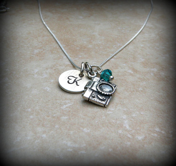 silver camera charm necklace